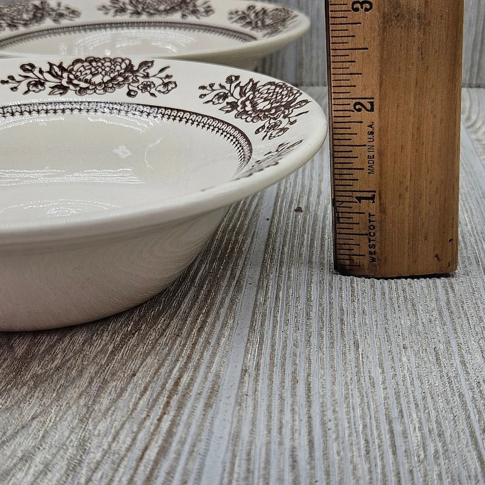 Royal China Sussex Cavalier Ironstone Brown Soup Cereal Bowls USA Set of 4